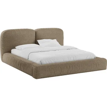 Postel Micadoni Hnědá bouclé dvoulůžková postel Martina 180 x 200 cm s úložným prostorem