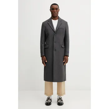 Dámský kabát Kabát s příměsí vlny Sporty & Rich Signature Logo Wool, L, šedá, 90X