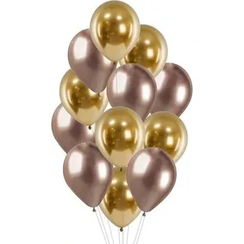 Balónek Balonkový buket Chrome Luxus rose gold - 12 ks
