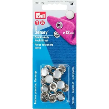 PRYM Stiskací knoflíky Jersey, 12 mm, 6 ks, perleťová čepička
