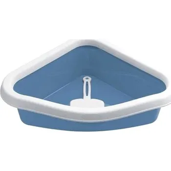 Toaleta pro kočku Stefanplast Sprint Corner rohová kočičí toaleta nebesky modro - bílá 40 × 56 × 14 cm
