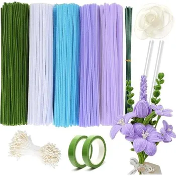 solární set Sada květinových čističů dýmek Barone, 5 barevných čističů dýmek pro tvorbu květin, 250 kusů