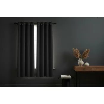 Závěs Zatemňovací krátký závěs s kroužky FLAVIA- BLACKOUT 135x180 cm černá (cena za 1 kus) Mybesthome