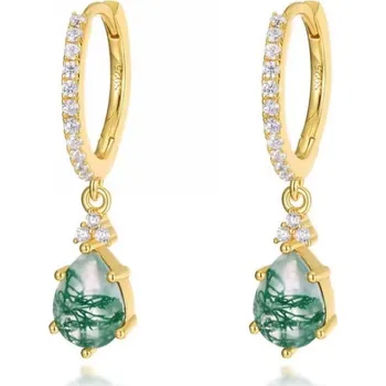 Náušnice GRACE Silver Jewellery Luxusní stříbrné náušnice MECHOVÝ ACHÁT - stříbro 925/1000 E-ER019201/301 Zlatá