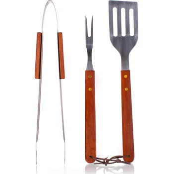 Příslušenství pro gril Nářadí grilovací BBQ nerez, dřev.ruk. sada 3díl.