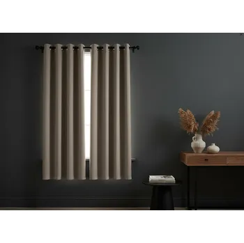 Zatemňovací krátký závěs s kroužky FLAVIA- BLACKOUT 135x180 cm cappuccino (cena za 1 kus) Mybesthome