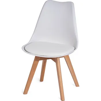 Jídelní židle Vikio Jídelní židle plastová s polstrováním bílá nohy masiv HJZ105B