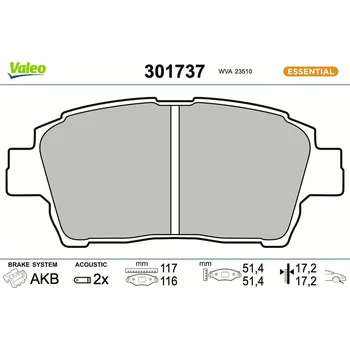 Brzdová destička Sada brzdových destiček, kotoučová brzda VALEO 301737