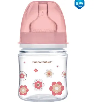 Kojenecká láhev Canpol babies Láhev se širokým hrdlem NEWBORN BABY 120ml Barva: Růžová