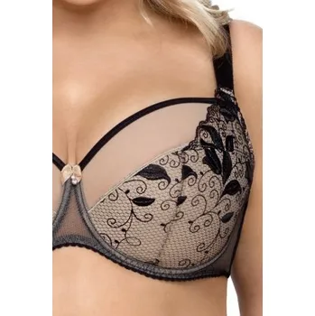 Podprsenka Polovyztužená podprsenka Biggi Joyce Černo-béžová 85D