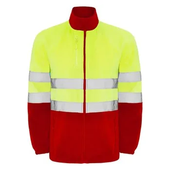 Pánská mikina Pánská reflexní fleecová mikina Altair, sytě červená/svítivě žlutá, Velikost 3XL