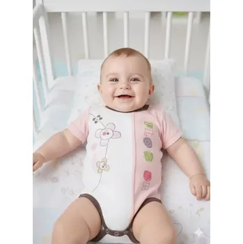 Kojenecké oblečení Kojenecké body krátký rukáv Ewa Hipcio růžové