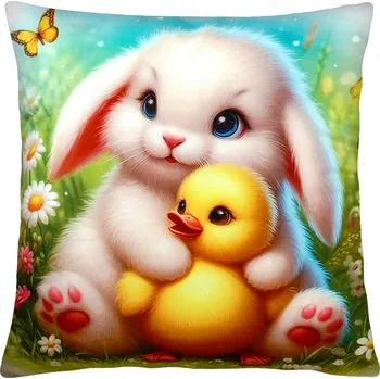 Polštář Velikonoční polštář ZAJÍČEK S KACHNIČKOU 40x40 cm Mybesthome Varianta: Povlak na polštář s výplní, 40x40 cm