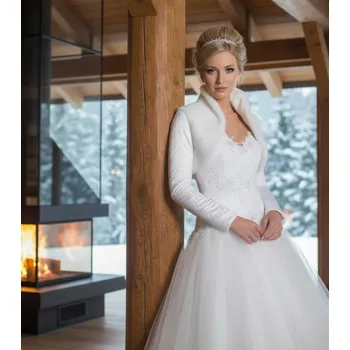 Dámský kožich Zateplené svatební bolerko - bílé: BF-120 Vybraná velikost: XS