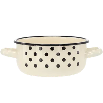 Hrnec Smaltovaný hrnec se dvěma uchy 1,5 l 16 cm bílé tečky *3301