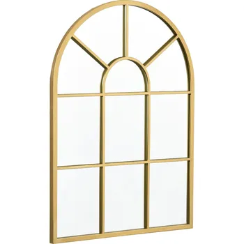 Zrcadlo HOMCOM Nástěnné zrcadlo 70x50cm Zrcadlo do okna s kovovým rámem Závěsné zrcadlo do předsíně a dekorace Celoplošné zrcadlo ve zlaté barvě | Aosom.de