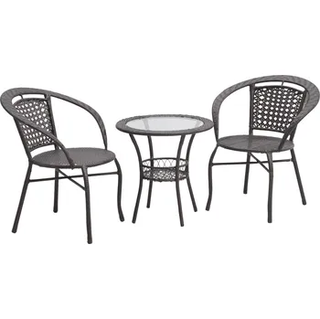 Zahradní nábytek Zahradní ratanový set 1+2, hnědá, LASAN