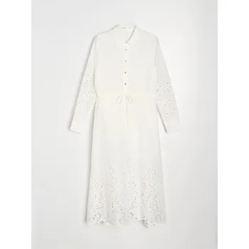 Dámské šaty Sinsay - Midi šaty s ažurovými vsadkami - bílá - 260GY-00X - 260GY-00X-XXL