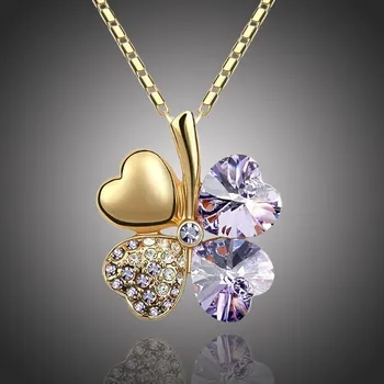 Náhrdelník Sisi Jewelry Náhrdelník Swarovski Elements Čtyřlístek - zlato světle fialový NH1010-N9554-23 Fialová 40 cm + 5 cm (prodloužení)