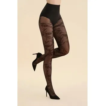 Dámské punčochy Punčocháče Floral černé ažurové XL