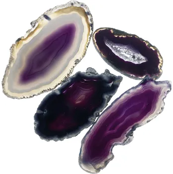 Přírodní kámen Achátový plátek fialový,40-55 mm, 4 ks
