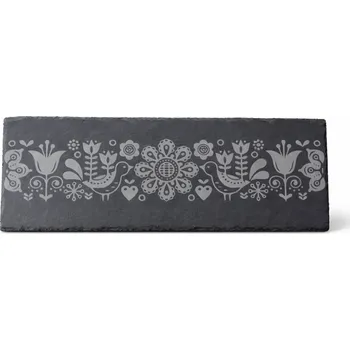 Břidlicový tác čtverec s moravským vzorem a ptáčky