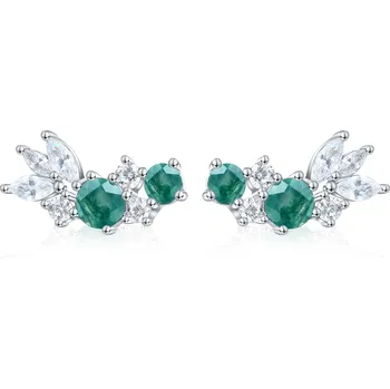 Náušnice Olivie Stříbrné náušnice MECHOVÝ ACHÁT 8923 Ag 925; ≤2,4 g.