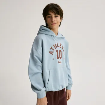 Chlapecká mikina Reserved - Oversize mikina s kapucí - světle modrá - 600HR-50X - 600HR-50X-140