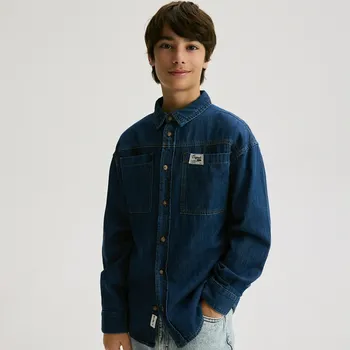 Dětská móda Reserved - Džínová košile - tmavomodrá - 482HW-59J - 482HW-59J-146
