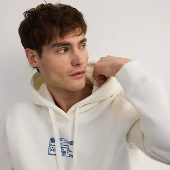 Pánská mikina Reserved - Mikina s kapucí - krémová - 100EE-01X - 100EE-01X-XL