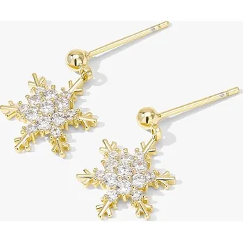 Náušnice Éternelle Náušnice se zirkony Sněhová vločka E1388-0078-3 Zlatá
