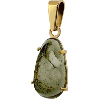 Přívěsek Zlatý přívěsek s vltavínem, kapka, polobrus