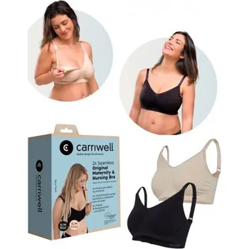 Těhotenská móda Carriwell 2x Original mateřská a kojící podprsenka béžová a černá Carriwel Vel. S/M