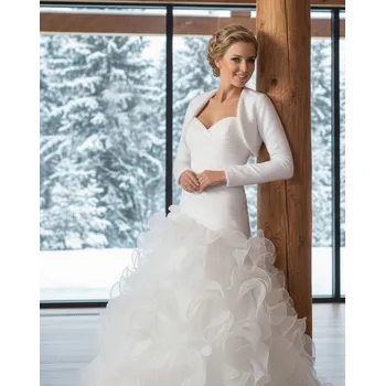 Dámský kožich Plyšové svatební bolerko s dlouhým rukávem - bílé: BF-59 Vybraná velikost: 3XL