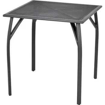 Zahradní stůl Menší venkovní stolek kovový čtvercový, tahokov, černý, 70x70 cm