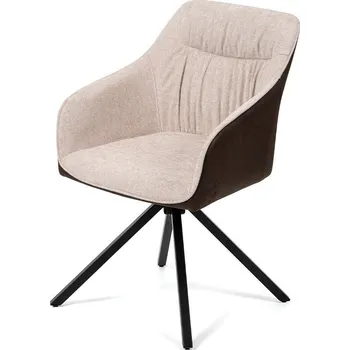 Jídelní židle Vikio Jídelní židle otočná s područkami hnědá/krémová HJZ103K