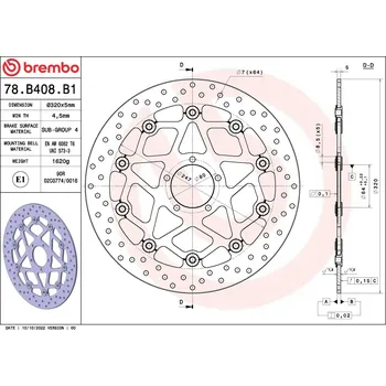 Brzdový kotouč Brzdový kotouč BREMBO 78B408B1