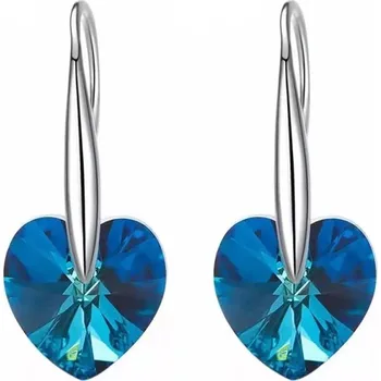 Náušnice GRACE Silver Jewellery Stříbrné náušnice Swarovski Elements Francoa, stříbro 925/1000, srdíčko E1303-YE0979B Modrá