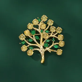 Brož Éternelle Brož se zirkony Strom života B7360-WY20250325 Zelená