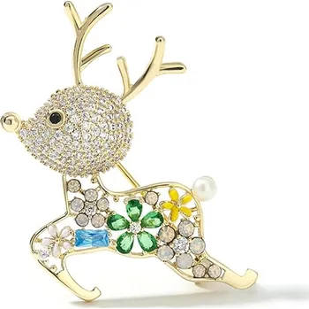 Brož Éternelle Vánoční brož Swarovski Elements Rudolf 4 - vánoční sob B2055-XR04933 Barevná/více barev