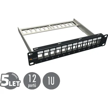 Rozvaděč 10" modulární neosazený patch panel Solarix 12 portů 1U SX12M-0-STP-BK-UNI-N-10