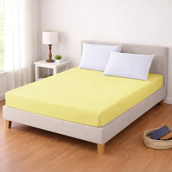 Prostěradlo Luxusní napínací mako-jersey prostěradlo s lycrou DELUXE Collection 200x220cm / 30cm elastické, světle žluté