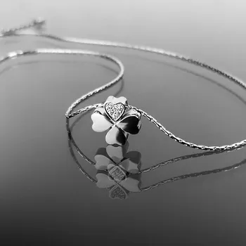 Náhrdelník Ocelový náhrdelník čtyřlístek s krystaly č. 1310