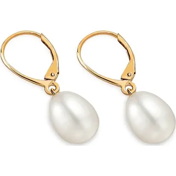 Náušnice Zlaté náušnice s přírodními bílými perlami IZ25845 + dárkové balení LUXUS zdarma