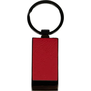 Kovová klíčenka s potahem z umělé kůže - červená laserové gravírování