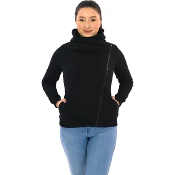 Dámská mikina Himalife Hřejivá mikina na zip s maxi límcem Plain Sari - černá Velikost: M