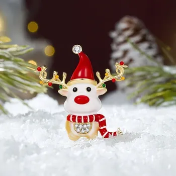 Brož Éternelle Vánoční brož Rudolf s kulichem B2434-BR14364 Zlatá