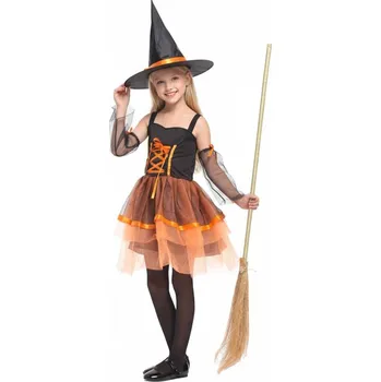 Karnevalový kostým Kostým čarodějnice oranžový, vel. L 120-130 cm