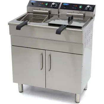 fritéza Maxima Fritéza - 2 x 16 l - 2 koše - s vypouštěcím kohoutem a stojanem - 400 V | Maxima, 09365156