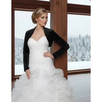 Dámský kožich Plyšové bolerko s dlouhým rukávem - černé: BF-59 Vybraná velikost: M